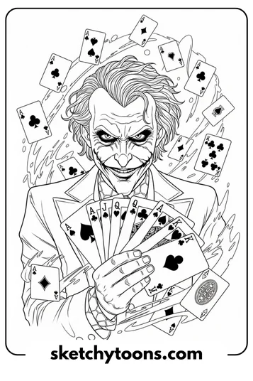Joker Coloring Pages 4 Joker with Playing Cards