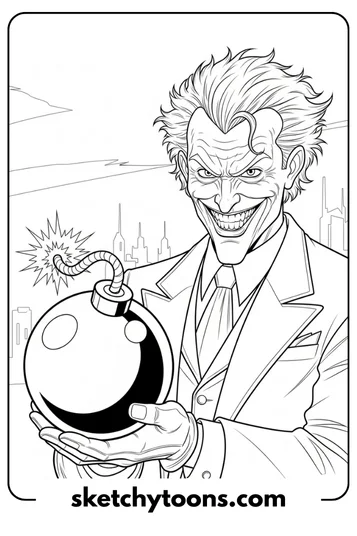Joker Coloring Pages 14 Joker with a Bomb coloring sheet
