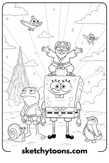 SpongeBob coloring pages 9 Karate SpongeBob coloring page