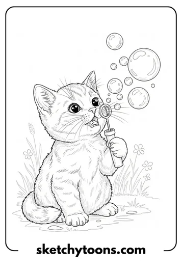 Kitten Coloring Pages 39 Kitten Blowing Bubbles