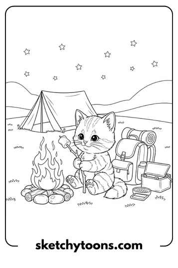Kitten Coloring Pages 43 Kitten Camping