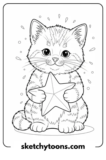 Kitten Coloring Pages 30 Kitten Holding a Star