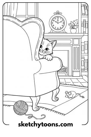 Kitten Coloring Pages 41 Kitten Playing Hide and Seek