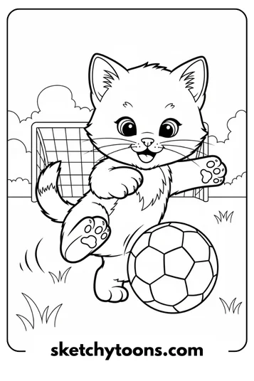 Kitten Coloring Pages 19 Kitten Playing Soccer