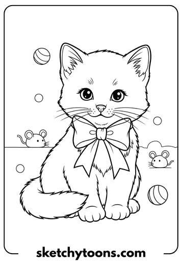 Kitten Coloring Pages 8 Kitten Wearing a Bow