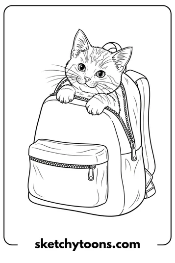 Kitten Coloring Pages 17 Kitten in a Backpack