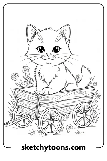 Kitten Coloring Pages 31 Kitten in a Wagon