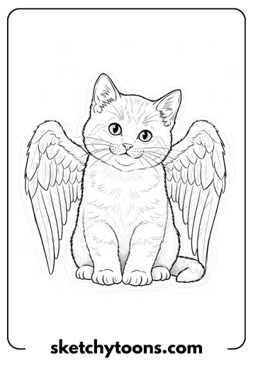 Kitten Coloring Pages 49 Kitten with Angel Wings