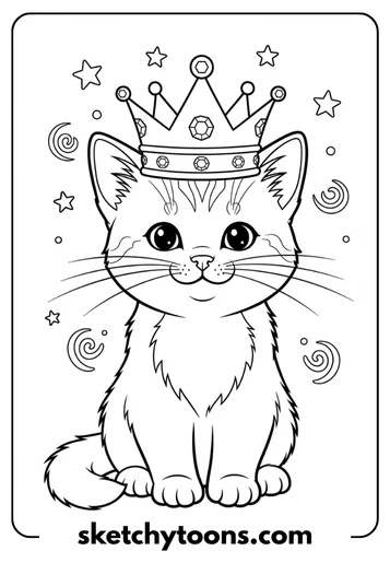 Kitten Coloring Pages 40 Kitten with a Crown