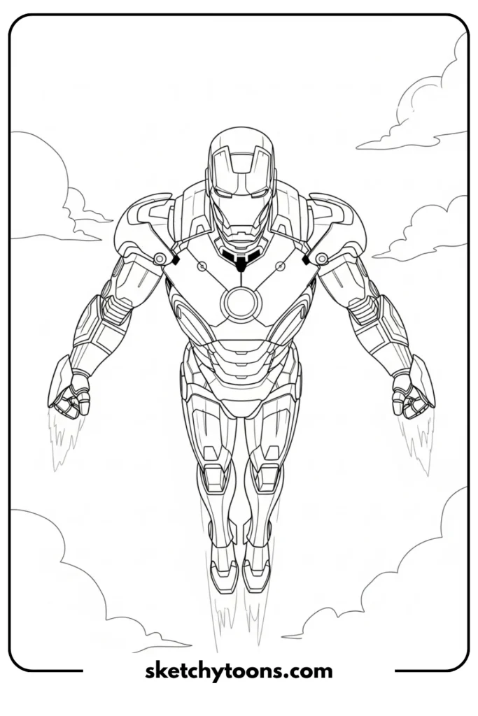 Printable Iron Man flying straight-line