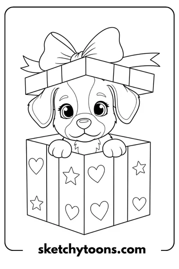 Puppy Inside a Gift Box