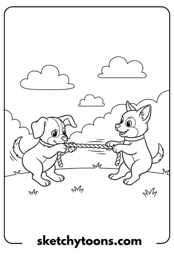 Puppy Playing Tug-of-War