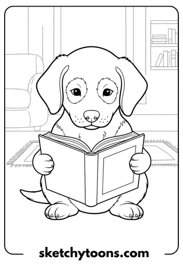 Puppy Reading a Book