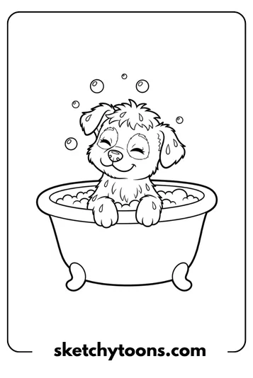 Puppy Taking a Bath
