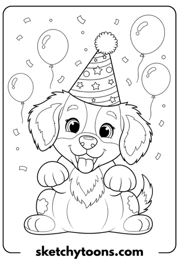 Puppy Wearing a Party Hat