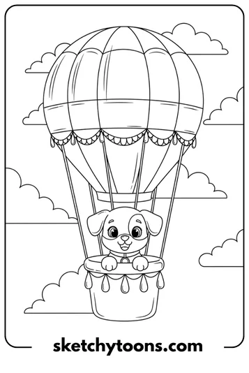 Puppy in a Hot Air Balloon
