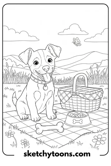 Puppy in a Meadow Picnic