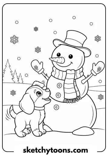 Puppy with a Snowman