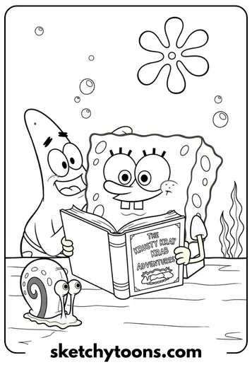 SpongeBob coloring pages 12 Reading the pongeBob