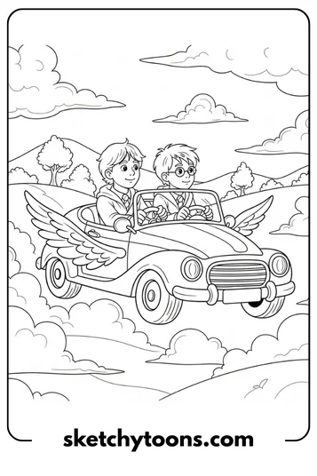 Ron and Harry in a Flying Car