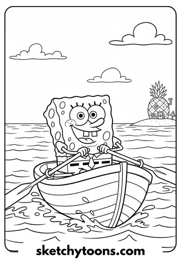 SpongeBob coloring pages 32 Rowing SpongeBob coloring page