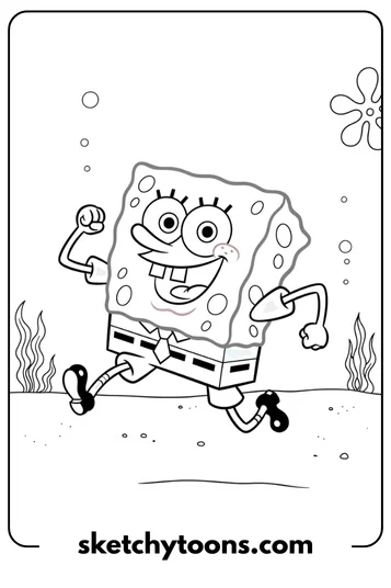 SpongeBob coloring pages 33 Running SpongeBob