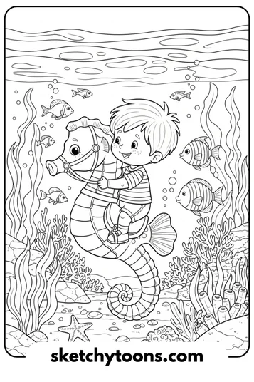 SpongeBob coloring pages 25 Seahorse Ride