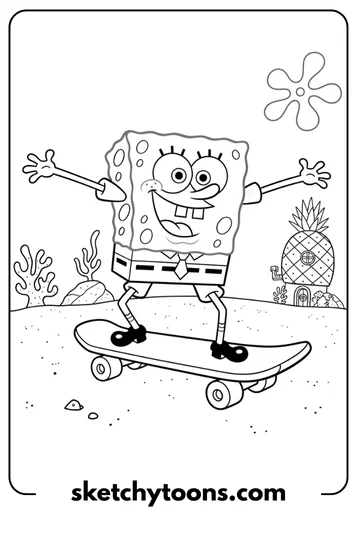 SpongeBob coloring pages 22 Skateboard SpongeBob