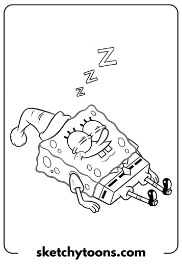 SpongeBob coloring pages 10 Sleepy SpongeBob
