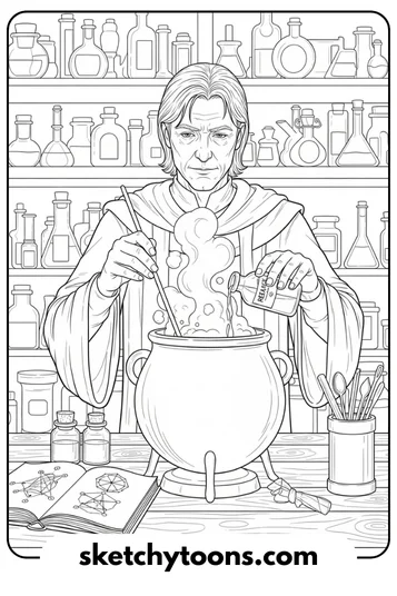 Snape Brewing a Potion