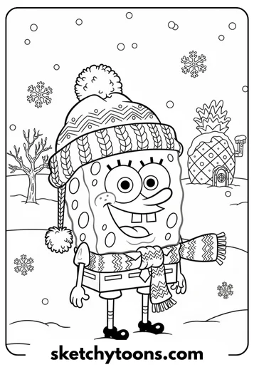 SpongeBob coloring pages 30 Snowy SpongeBob coloring page