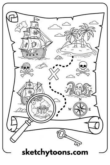 SpongeBob coloring pages 31 Treasure Hunt