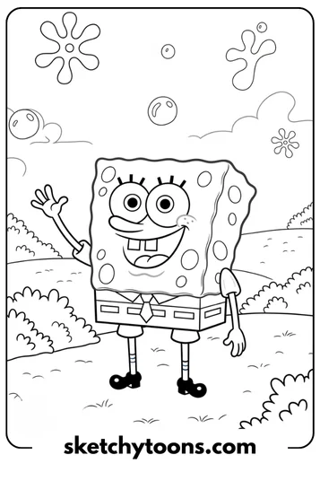 SpongeBob coloring pages 50 Waving SpongeBob