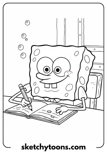 SpongeBob coloring pages 24 Writing SpongeBob coloring page