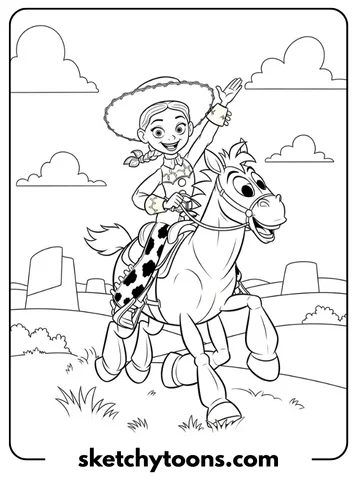 Toy-Story-Ausmalbilder 31 Jessie and Bullseye Ride